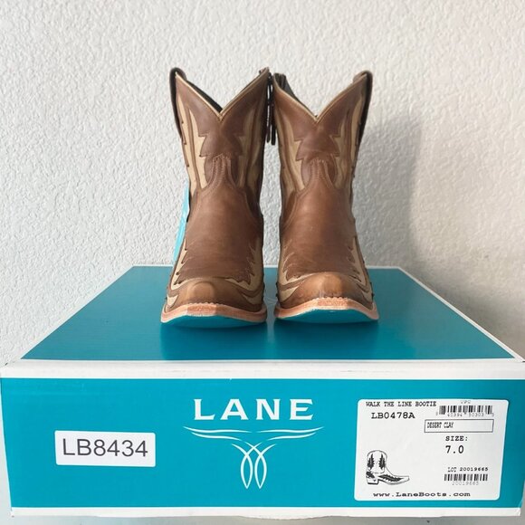 Lane WALK THE LINE Womens Cowboy Bootie 7 Brown Cowgirl Short Boots Pointed Toe - Picture 10 of 11